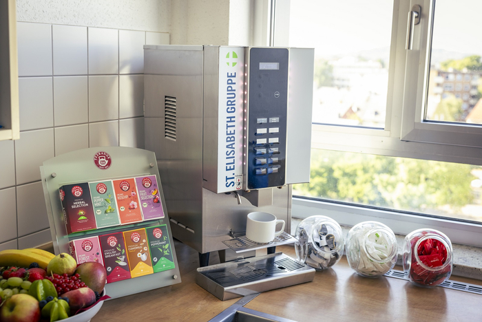 Kaffee- und Teeauswahl auf der Wahlleistungsstation des St. Anna Hospital Herne.