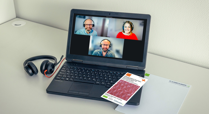 Informierten online über Divertikel: Dr. Viktor Rempel, Chefarzt der Klinik für Gastroenterologie des St. Anna Hospital Herne, Dr. Martin Jazra, Leitender Oberarzt der Klinik für Allgemein- und Viszeralchirurgie des St. Anna Hospital Herne und Stefanie Biermann, Ernährungsberatung der St. Elisabeth Gruppe.