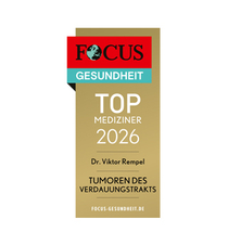 FOCUS-Siegel "Top Mediziner 2026 für Tumeren des Verdauungstrakts" FOCUS-Siegel "Top Mediziner 2026 für Tumeren des Verdauungstrakts"