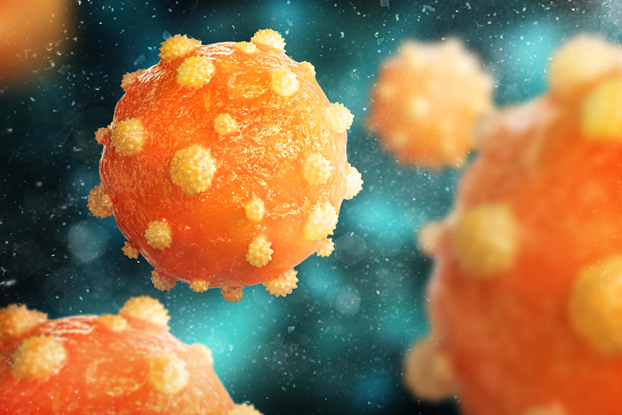 Grafische Darstellung von Hepatitis B-Viren: Eine chronische Infektion kann Leberkrebs begünstigen